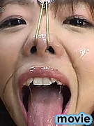 Bizarre nostril hook bukkake torture